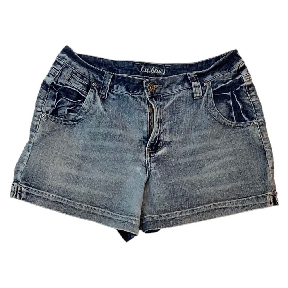 LA Blues Bermuda Shorts Womens 12 Blue Denim Jean Stretch